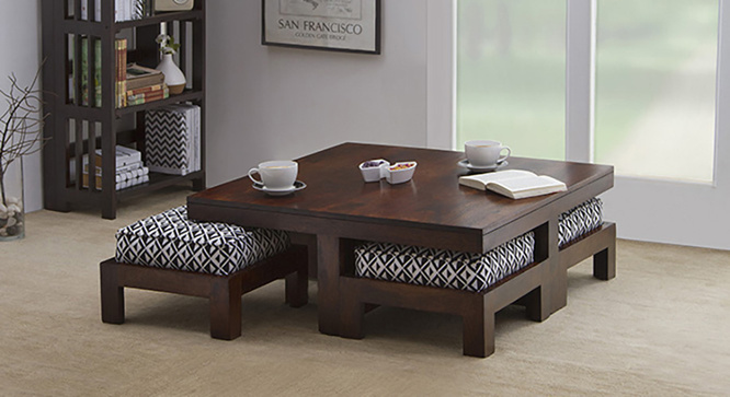 Tribal Coffee Table Set(Walnut Black&White)